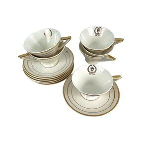Salem China Company Ohio Made in America Art Deco 8 tea cups and saucers 23K
